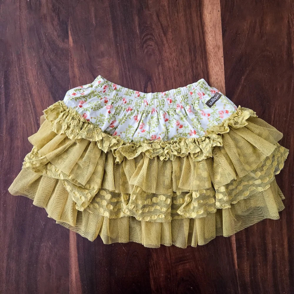 ⭐ MATILDA JANE Tierd Ruffle Tull Floral Skirt Size 8